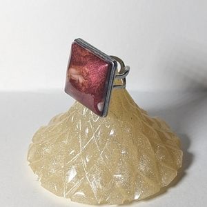 Ruby Red and White Square Statement Ring